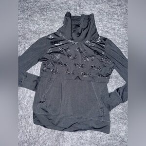 PINK Victoria's Secret Ultimate Black Long Sleeve Top Embossed Sz Small